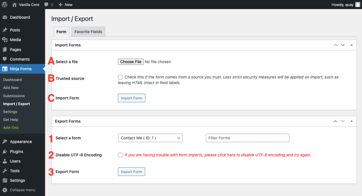 Import / Export Forms & Fields - Ninja Forms