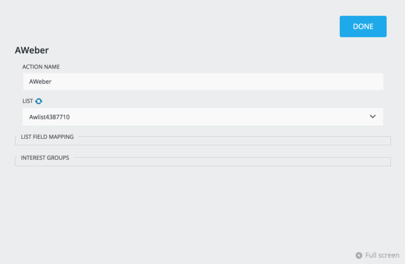 Selecting AWeber list