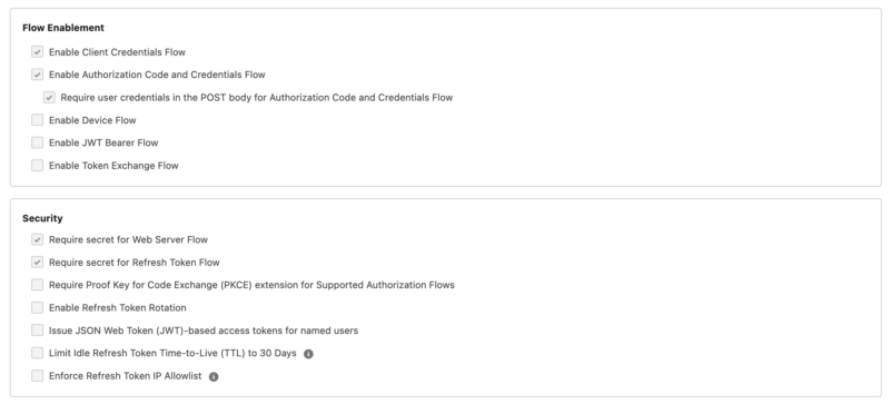 Salesforce - Additional OAuth Settings