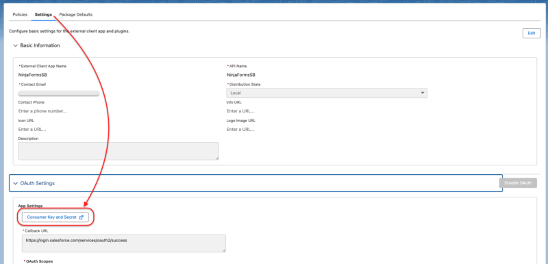 Salesforce - Consumer Key and Consumer Secret
