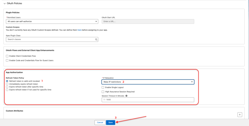 Salesforce - OAuth Policies Settings