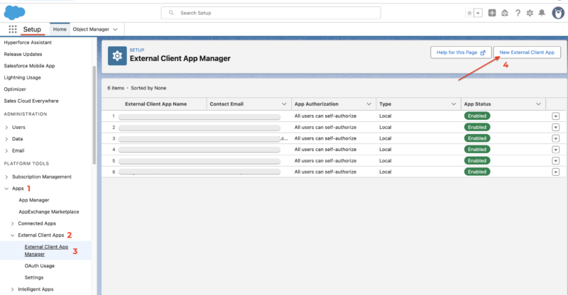 Salesforce - create new External Client App