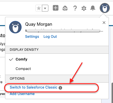 Salesforce interface change