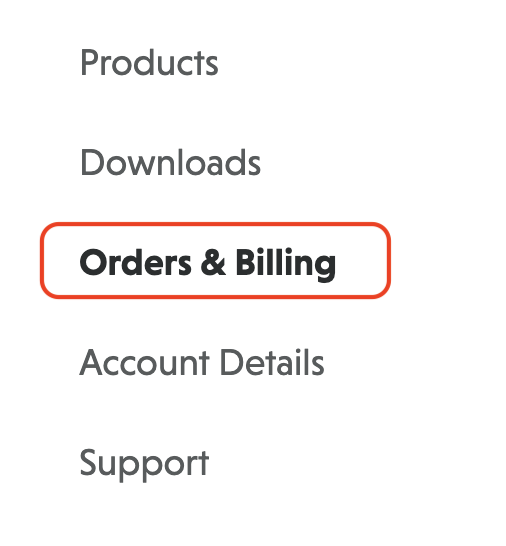 orders and billing tab