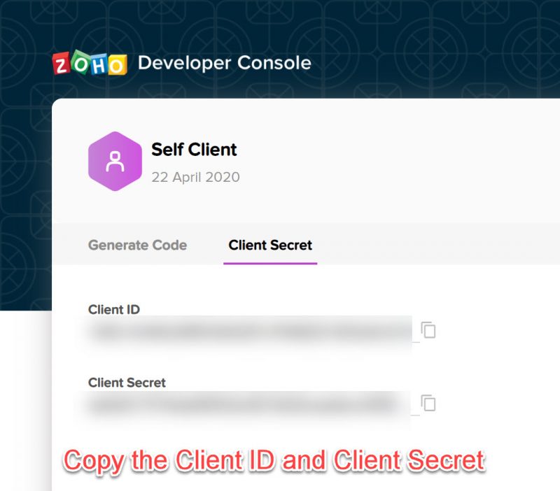 Zoho Client ID and Client Secret