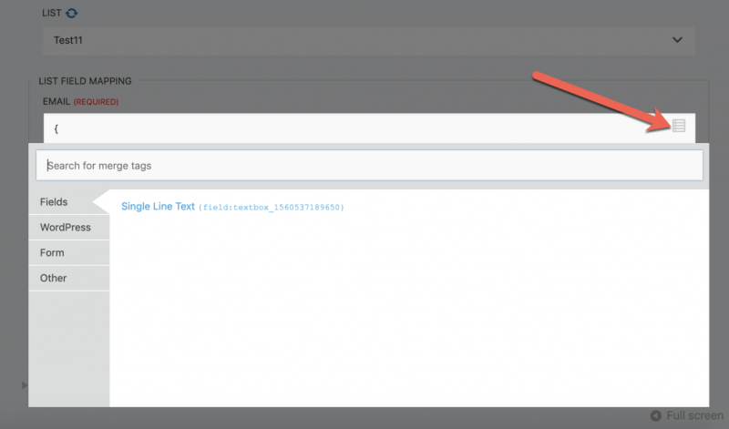 select merge tags