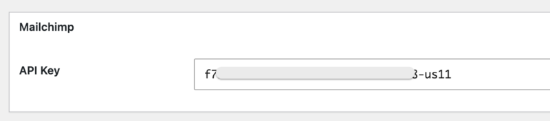 adding Mailchimp API key in settings