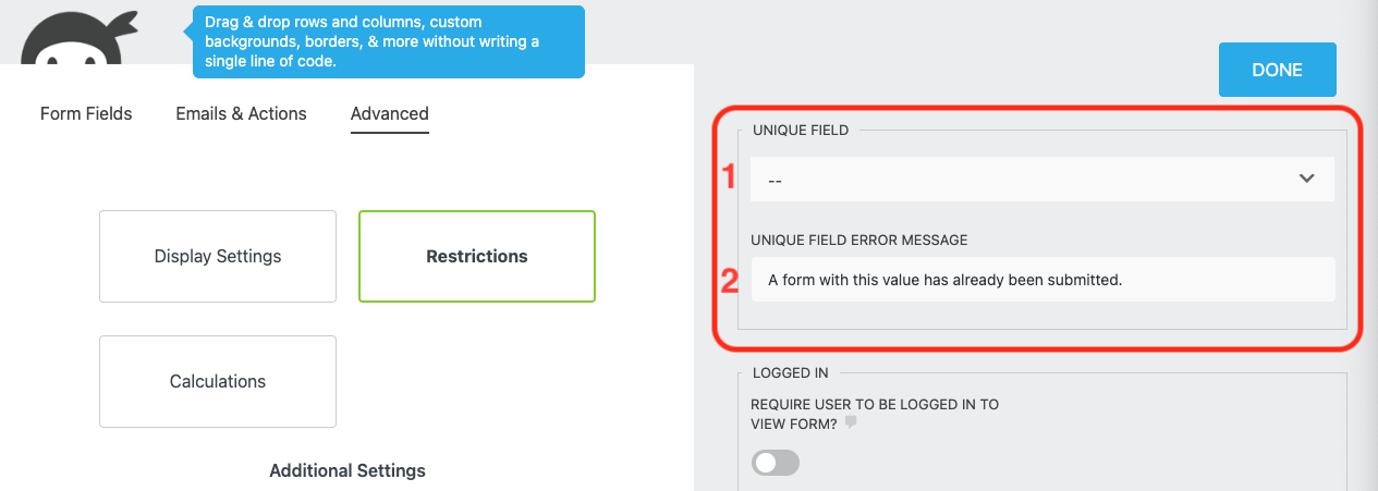 Ninja Field Notes Restrictions - Ninja Forms