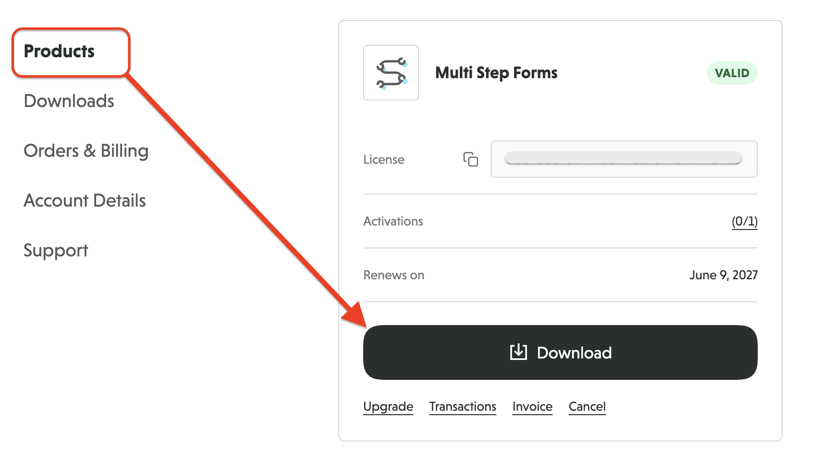 add-on download under product