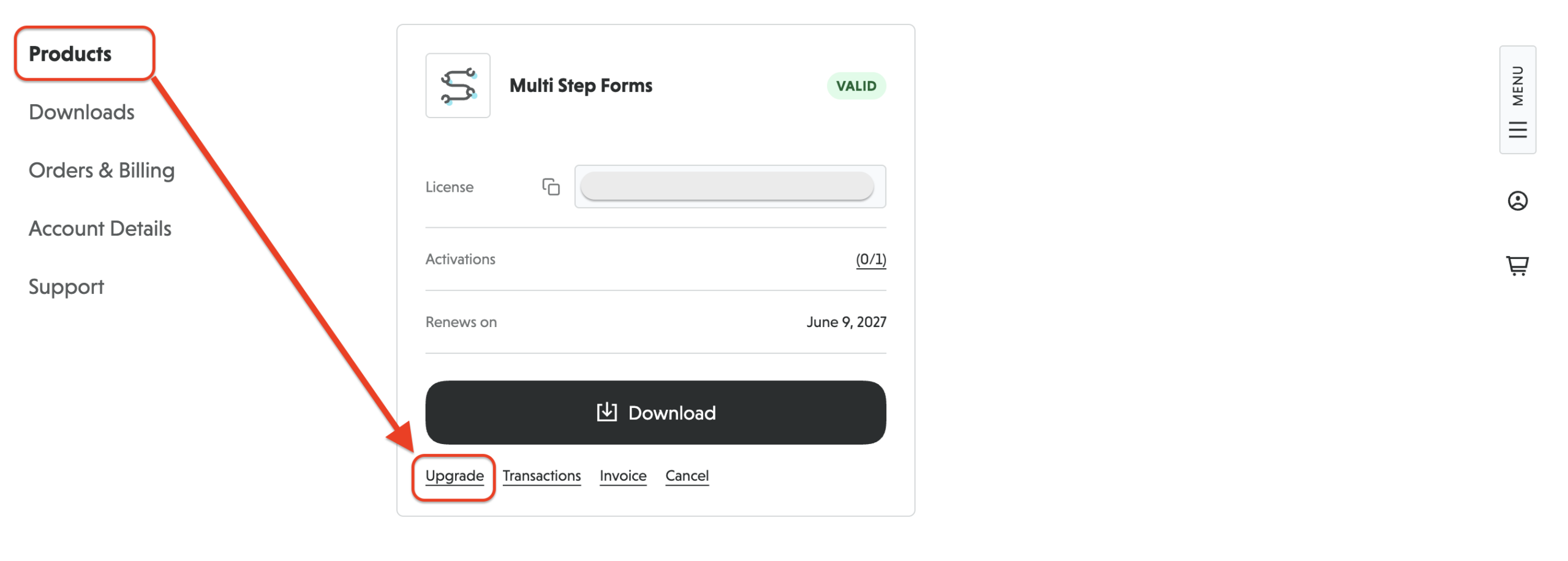 upgrading a license
