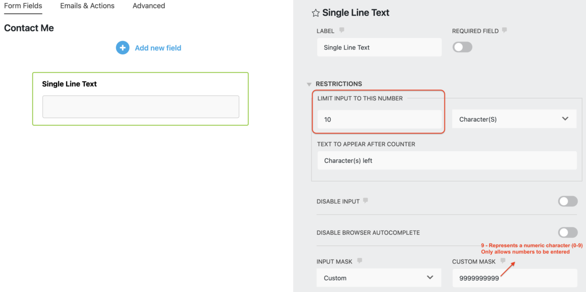 Masked Numbers On Website Example Limit the Number Characters in a WordPress Form Field