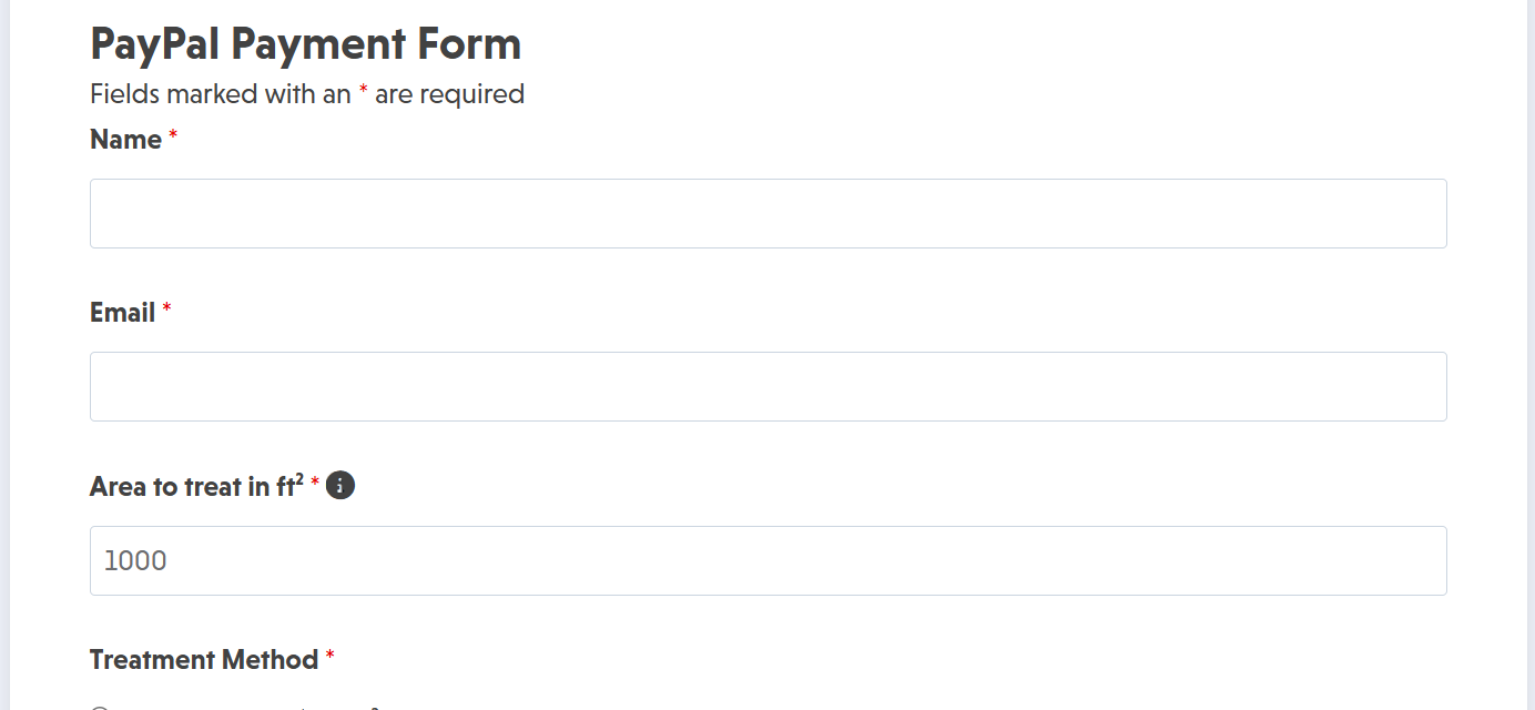 PayPal payment form template showing item selection and secure checkout integration