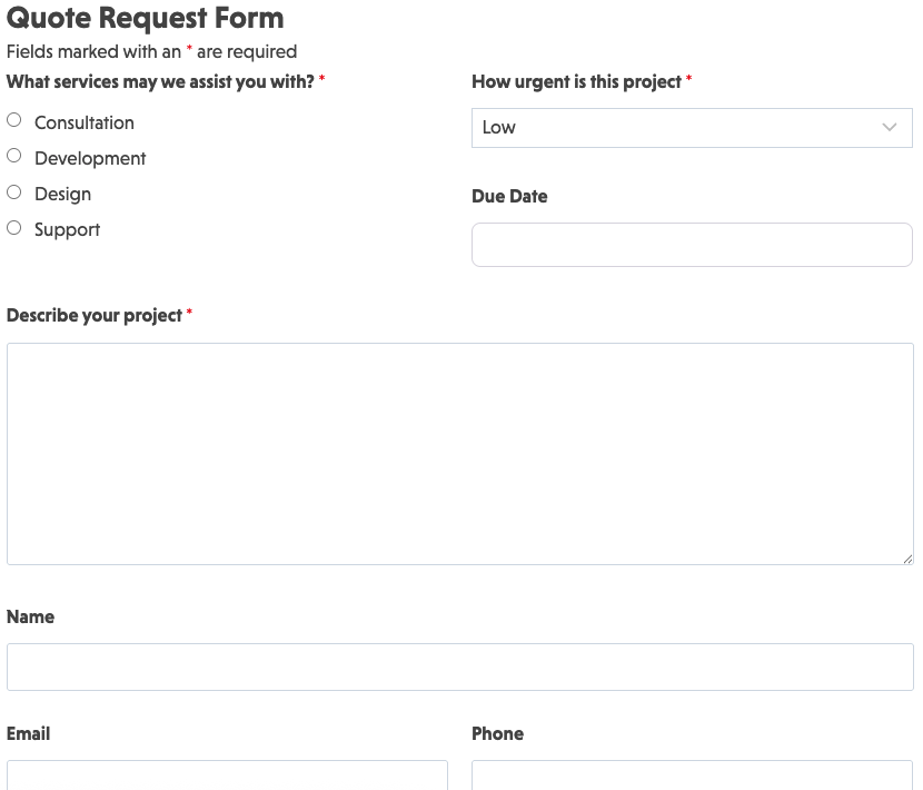 Form Rep Quote Request a Quote Form - Ninja Forms