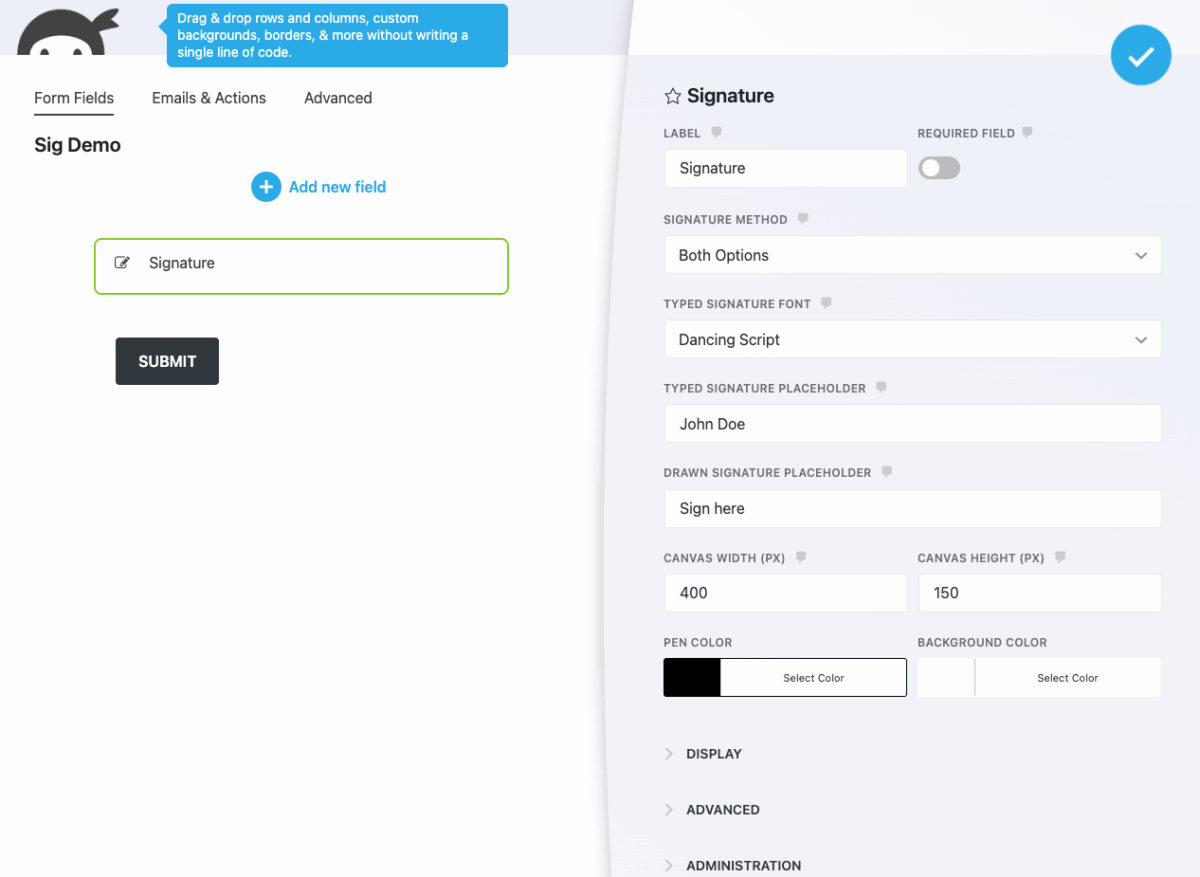 WordPress Signature Field: Collect Digital Signatures - Ninja Forms