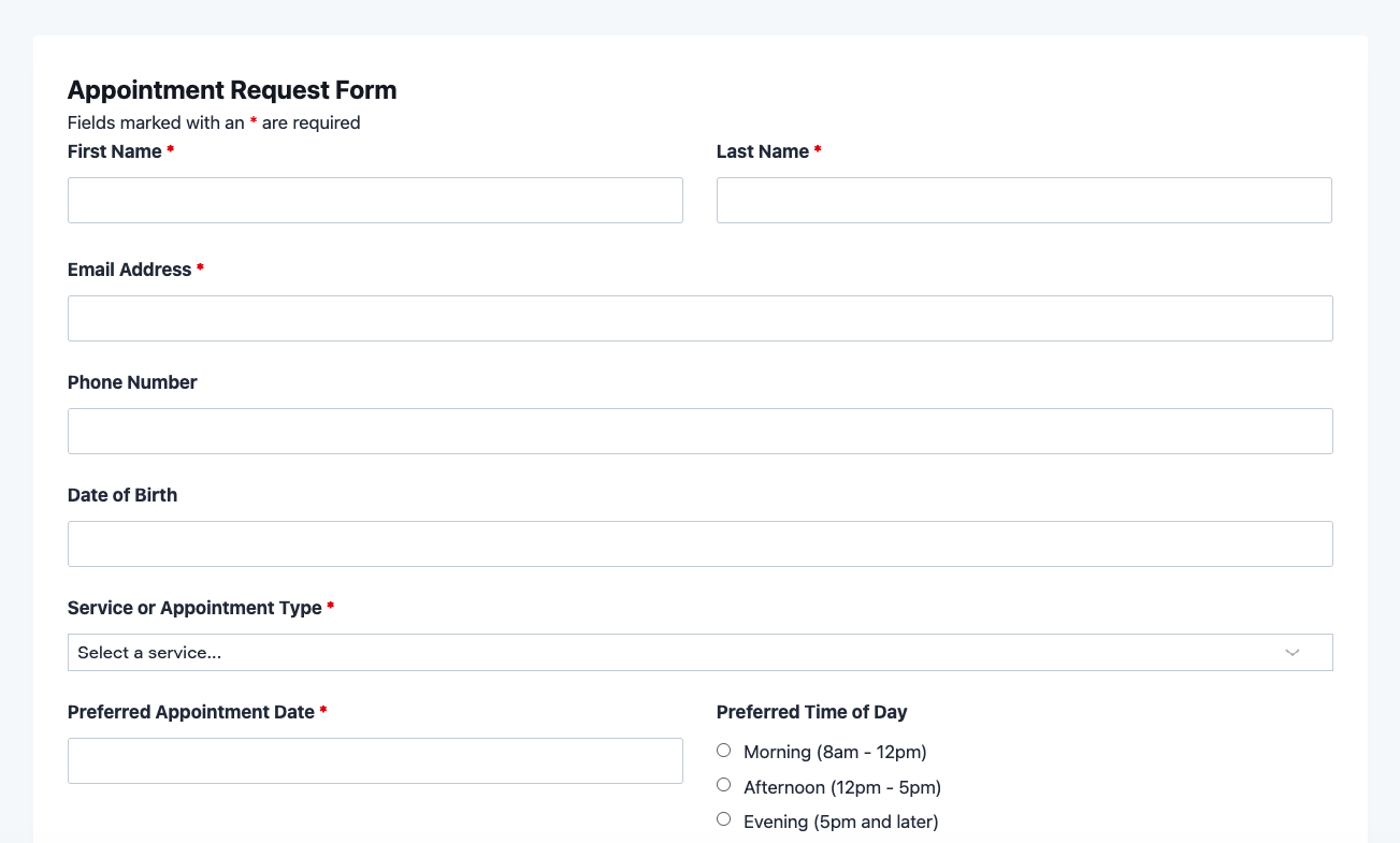 Free Appointment Request Form Template | Ninja Forms