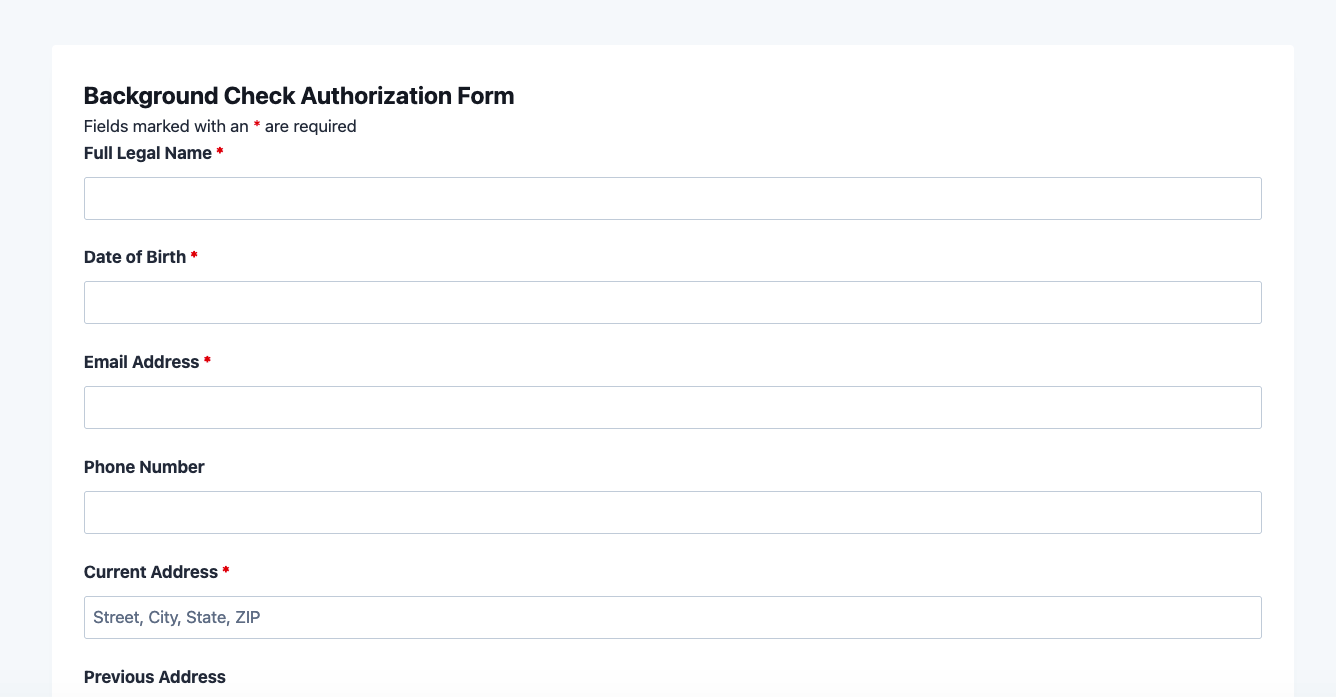 Free Background Check Authorization Form Template | Ninja Forms