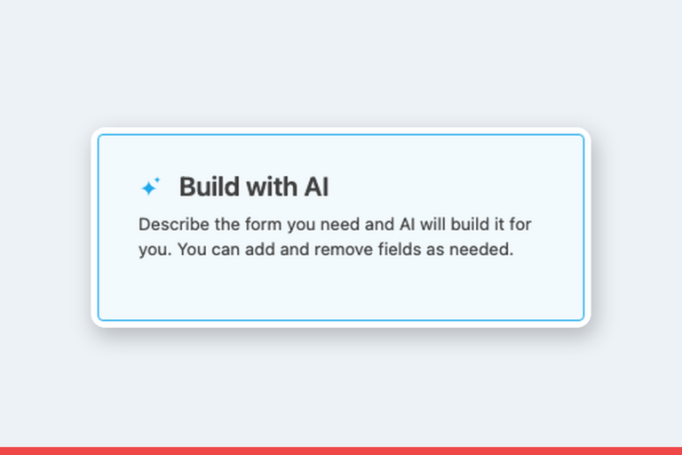 The Build with AI tile from the Ninja Forms form builder