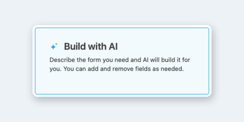 The Build with AI tile from the Ninja Forms form builder