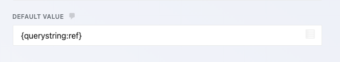 Ninja Forms Hidden field settings window with the Default Value field set to the merge tag {querystring:ref}.