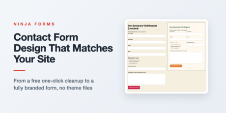 Contact form design example: a styled WordPress form with a cream container, green labels, and an orange button