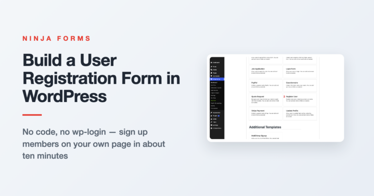 Illustration showing how to build a user registration form in WordPress using the Ninja Forms User Management add-on