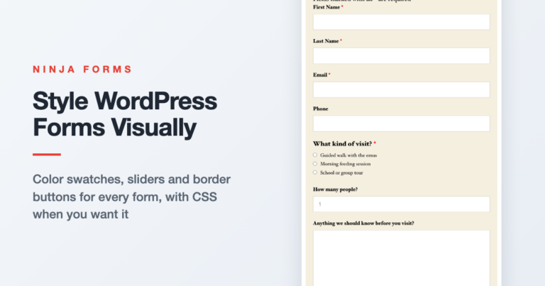 How to style WordPress forms visually with the Ninja Forms Visual Styles Editor's color swatches, sliders and border buttons