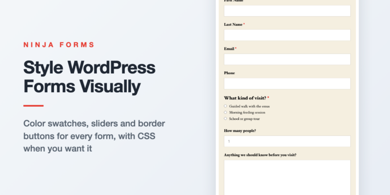 How to style WordPress forms visually with the Ninja Forms Visual Styles Editor's color swatches, sliders and border buttons