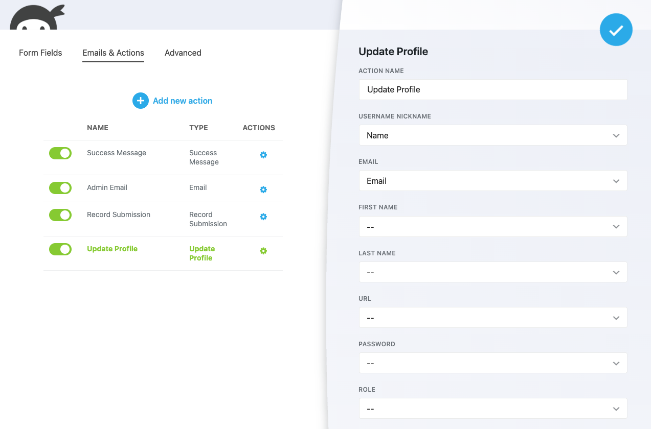 Front-end profile update form in Ninja Forms with auto-populated user fields