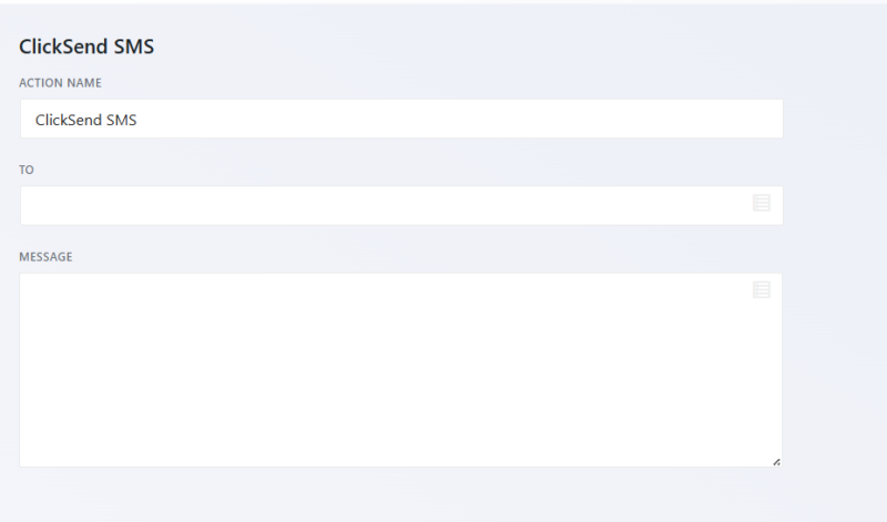 ClickSend action added under Emails and Actions tab in the Ninja Forms builder