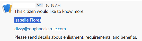 Slack channel showing a real-time notification from a Ninja Forms WordPress form submission